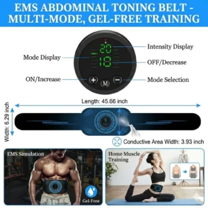 EMS Abdominal Toning Belt, Wireless Gel-Free Trainer